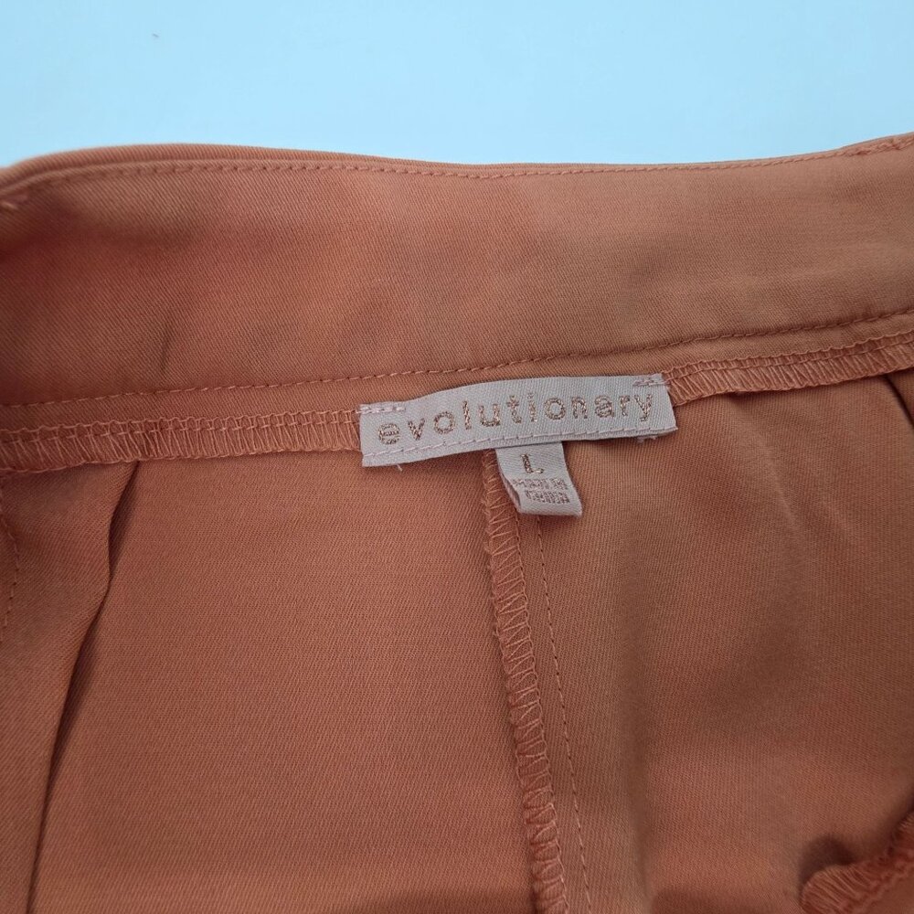 Rust Orange Wide-Leg Pants By Evolutionary Size L Lightweight Material Pleated - Picture 2 of 9